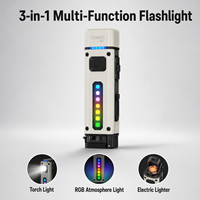 Lampe torche multifonction en alliage d'aluminium et briquet électrique 250mAh IPX54 résistant à l'eau, mini lampe torche magnétique pour le camping