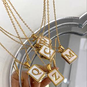 Gogem Mặt Dây Chuyền 26 Bảng Chữ Cái Đầu Tiên Tùy Chỉnh Với Vỏ A-Z Vòng Cổ Cá Nhân Hóa Chữ Cái Cho Nữ - Product Image 1