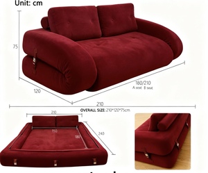 Sofá <span class=keywords><strong>Cama</strong></span> Plegable de Estilo Moderno Color Rosa con Diseño de <span class=keywords><strong>Canguro</strong></span> y Relleno de Esponja, Tapizado en Tela - Product Image 5