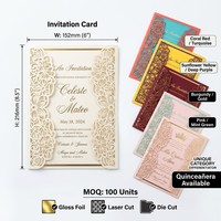 Invitación para Quinceañera Española |   Lámina Brillante con Diseño Floral Vibrante, Corte Láser Personalizado, Venta al por Mayor para Latinoamérica