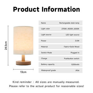 Bureaulamp Stof Houten Tafellamp Nachtlampenkap Nachtlampje Slaapkamer Kantoorkamer Dinning Lampen (Usb) - Product Image 4