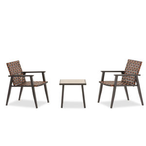 AJUNION 3 pezzi Set di mobili <span class=keywords><strong>da</strong></span> giardino in Rattan tessuto poltrona struttura in metallo <span class=keywords><strong>da</strong></span> esterno <span class=keywords><strong>balcone</strong></span> mobili con <span class=keywords><strong>tavolino</strong></span> - Product Image 1