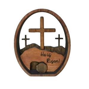 กล่องไม้สามมิติใส่ไม้กางเขนอีสเตอร์แบบหลายชั้นงานหัตถกรรมตกแต่งไข่อีสเตอร์ทำจากประเทศจีน - Product Image 2