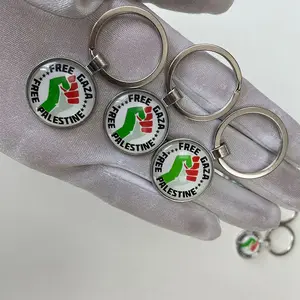 Бесплатный дизайн логотипа цинковый сплав Металлические брелки для ключей палестинский брелок мягкий твердый эмалевый брелок