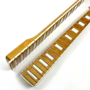 Mástil de Guitarra ST Personalizado de Arce Tostado de 9.5 y 12 Pulgadas con 22 Trastes, Incrustaciones de Bloques y Ribete Blanco - Product Image 4