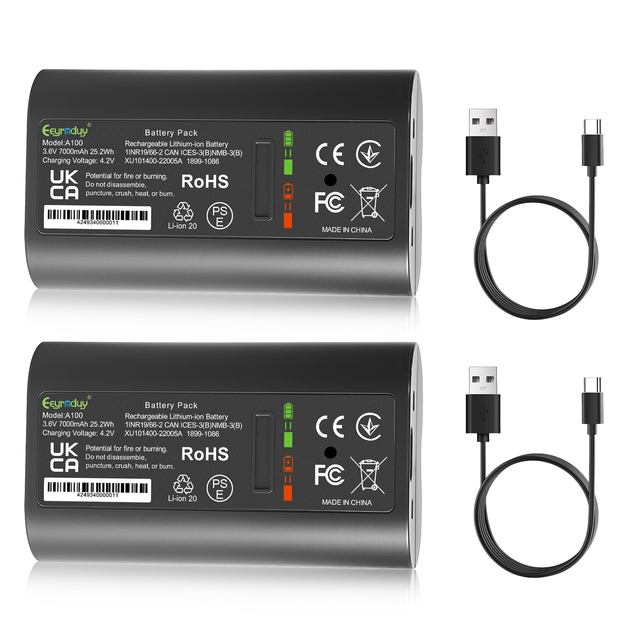 A100 3.7V 7000mAh Li-ion Battery - CE/FCC/RoHS Certified, 800+ Cycle Life, Compatible with Multiple Security Camera Models