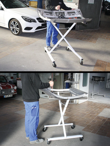 Support de peinture mobile pliable en métal robuste avec finition thermolaquée et 4 roues pivotantes en PP pour atelier de réparation automobile - Product Image 4