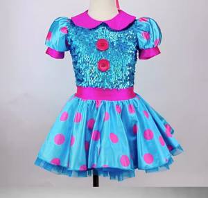 Rok tutu balet kotak-kotak merah muda payet pakaian dansa badut perempuan cantik kostum pertunjukan panggung titik hitam - Product Image 6