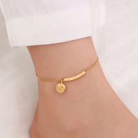 Phụ Nữ Tối Giản Cổ Điển Cơ Thể Chân Trang Sức Vòng Chân Với Charms 18K Mạ Vàng Thép Không Gỉ Nụ Cười Quyến Rũ Vòng Chân