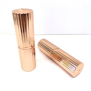 Tube de rouge à lèvres vide en aluminium mini rond de luxe couleur or rose avec impression sérigraphique, capuchon à clic sonore et logo personnalisé - Product Image 5