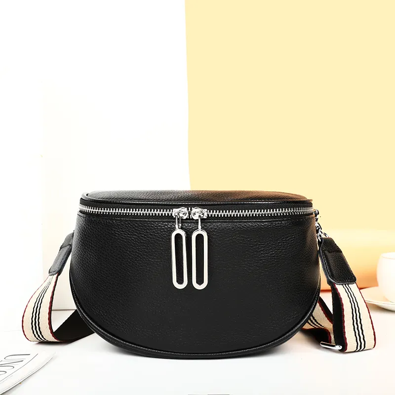 Mode Zadeltas Nieuwe Lederen Crossbody Tas Met Dubbele Rits Schoudertas