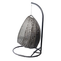 Forme d'oeuf Noir Patio Porche Meubles En Osier Extérieur Jardin Rotin Suspendu Panier Balançoire Chaises avec Support