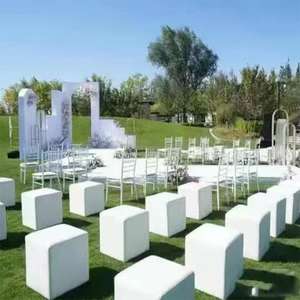 Housse de <span class=keywords><strong>chaise</strong></span> moderne carrée blanche/noire élastique anti-poussière pour tabouret grillé d'exposition de mariage <span class=keywords><strong>Design</strong></span> simple et lavable - Product Image 5