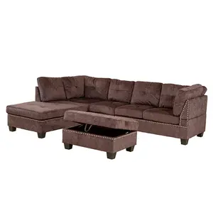Sofa Potong L Modular Kecil dan Cokelat untuk Semua Tempat