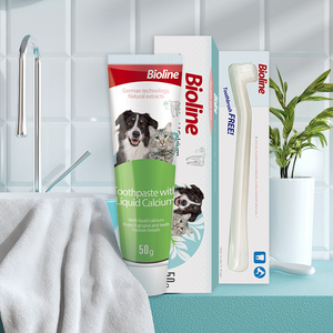 Brosse à dents pour chien et chat Bioline, dentifrice liquide au calcium écologique pour animaux de compagnie, 50g - Product Image 6