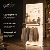Boîte à lumière LED TIANYU pour la vente au détail avec étagère multifonctionnelle, rail à crochets pour vêtements et chemin de câbles dissimulé pour les magasins de chaussures