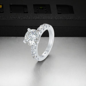 Anel de Noivado Personalizado em Moissanite, Prata Esterlina 925, Banho de Ouro 18K, Joias de Luxo Certificadas GRA, VVS1 <span class=keywords><strong>1ct</strong></span>, Presente - Product Image 2