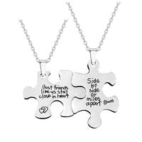 Forever Always Couple Géométrique Amour Puzzle Lettrage Pendentif En Acier Inoxydable pour Anniversaires De Mariage Chandail Chaîne Style