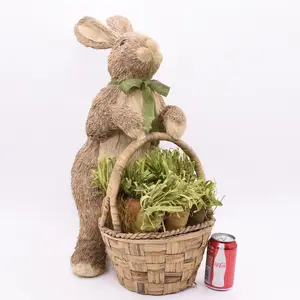 GY BSCI Standing Easter Straw Bunny Decoration Rabbit Foam Ornament Home Decoration Easter Bunny Gifts Decoration