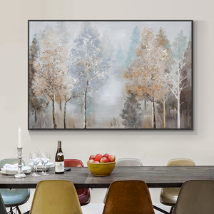 Decoración para Sala de Estar, Pintura al Óleo 100% Hecha a Mano, <span class=keywords><strong>Cuadros</strong></span> de Arte Abstracto con Árboles de Otoño - Product Image 5