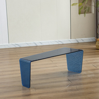 Table basse en verre thermoformé effet vague d'eau, petite table de salon moderne de luxe léger, panneau en verre trempé thermoformé