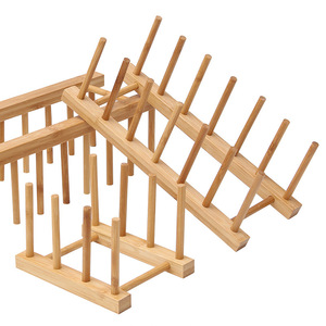 Bamboo Dish Drainer Round Multifunction <b>Kitchen</b> <b>Storage</b> Rack For Dish And Bowl - Product Image 2