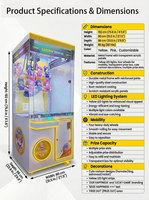 Máquina recreativa de grúa de garras con marco metálico, operada con monedas, para interiores, con dispensador de juguetes de peluche personalizados para centros de juego