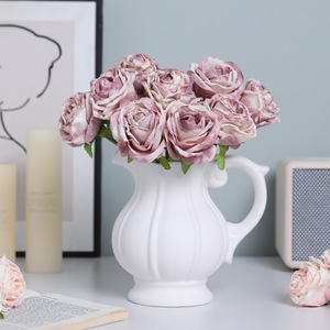 Emanuele Artificial Roses Blue Silk Flower High Simulation Wedding Home Decor - Product Image 3