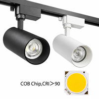 Projecteur sur rail LED COB réglable en gros 10W 20W 30W en aluminium pour magasin, hôtel, exposition