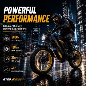 จักรยานไฟฟ้า GT20 Pro 48V Brushless 3000W ยางใหญ่ ความเร็วสูงสุด 55 กม./ชม. ระยะทาง 145 ไมล์ แบตเตอรี่ลิเธียมคู่ 40Ah ระบบกันสะเทือนเต็มรูปแบบ สำหรับขับขี่ออฟโรด - Product Image 6