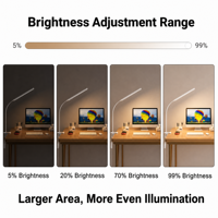Lampe de bureau LED réglable, lumière protectrice pour les yeux à indice CRI élevé 95, bouton tactile, contrôle de la luminosité et des couleurs, minuterie à mémoire, lecture, étude, intensité variable