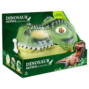 Set Mainan Dinosaurus 3D Mini Plastik, Kotak Penyimpanan Kepala Dinosaurus Tikar Adegan Simulasi