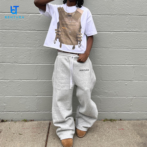 <span class=keywords><strong>Pantaloni</strong></span> da Jogging <span class=keywords><strong>a</strong></span> <span class=keywords><strong>Righe</strong></span> con Logo Ricamato Personalizzato, Casual, <span class=keywords><strong>a</strong></span> Gamba Larga e Oversize in Cotone - Product Image 5