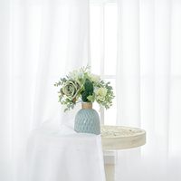 Rideaux classiques en polyester blanc toutes saisons, longueur 2 panneaux, pour salon, voilages semi-transparents filtrant la lumière, avec passe-tringle