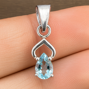 Meilleur prix disponible, pendentif minimaliste de mariage en argent sterling plaqué rhodium, topaze bleue taille poire, bijoux Rhaya - Product Image 4