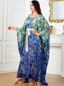 2025 nuovo Design Dubai <span class=keywords><strong>turchia</strong></span> romantico da donna abito a manica a pipistrello con stampa floreale abito da donna Abaya abito islamico per adulti per ragazze vacanze - Product Image 3