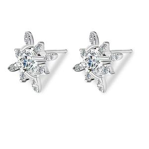 S925 Sterling Silver Moissanite Stud <strong>Earrings</strong> for Women with Snowflake <strong>Frozen</strong> Design Elegant and Versatile - Product Image 3
