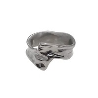 Bague VAF à surface irrégulière polie, en acier inoxydable, style punk pour homme