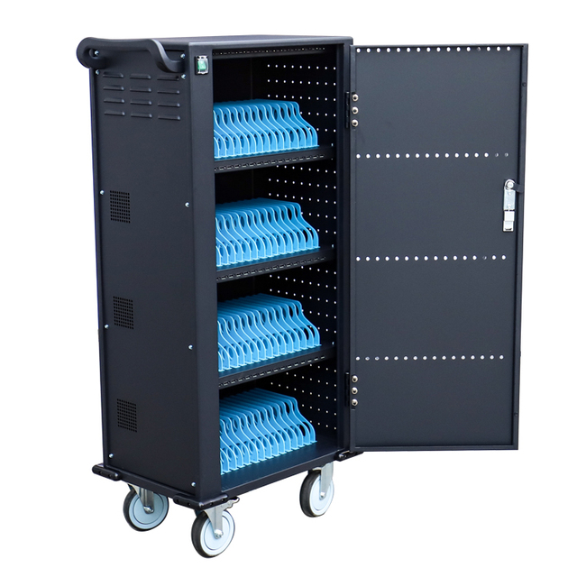 SPCC Cold Rolled Steel 64 Ways USB Mobile Computer Movable Portable Tablet PC Charging Cart for School with Wheels