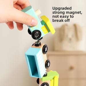 Ensemble de Train en bois Montessori classique pistes jouet éducatif ferroviaire magnétique pour enfants tout-petits panneaux de <span class=keywords><strong>signalisation</strong></span> en bois pour - Product Image 5