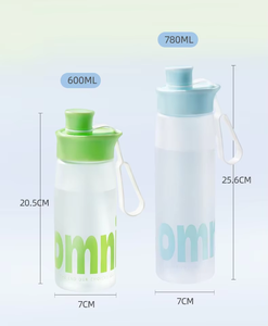 Omni Plastic Water <b>Bottle</b> With Strap Push Button Lid Bpa Free Minimalist Design For Outdoor <b>Travel</b> Hiking Unisex - Product Image 6
