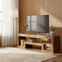 Meuble TV moderne en bois massif de style européen avec étagère pour décodeur et table basse flottante pour salon