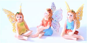 In <span class=keywords><strong>resina</strong></span> In Miniatura Fata <span class=keywords><strong>Giardino</strong></span> 6pc <span class=keywords><strong>Set</strong></span>-Piccolo Seduta Fate e Volo di Piatto Fairies Colorful Pixie Abiti - Product Image 3