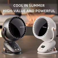 Ventilateur de refroidissement d'air intelligent USB personnalisé pour bureau, montage mural, contrôle numérique, rechargeable, ventilateur à pince pour la maison et le bureau