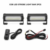 2 Stück COB LED Stroboskop-Lichtleiste 12/24V Notfall-Warnleuchte Grill-Blinklicht für LKW SUV 9 Blitzmodi 5 Farben IP43