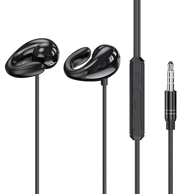 Open-ear Comfort Fit Stereo Sound with Mic Volume Control 3.5mm Wired Earphones Type-C Non-in-ear Ear Clip Headphones for Daily