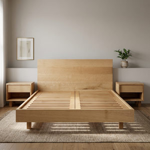 Teak Wood <b>Bed</b> <b>Frame</b> <b>Platform</b> <b>Bed</b> Slat Base Natural Finish Bedroom Furniture Durable Indonesian Made - Product Image 2