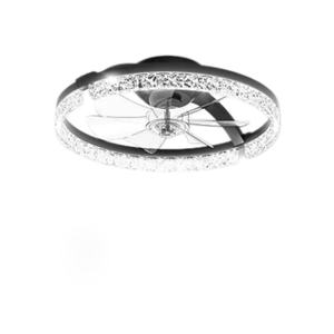 Modern black acrylic 20 inch LED <b>light</b> with <b>remote</b> <b>control</b> <b>ceiling</b> fan, 5-blade AC motor suitable for bedrooms - Product Image 1