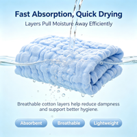 Serviettes en coton pur 6 couches ChamXue, lingettes en mousseline ultra douces et absorbantes, lingettes de bain pour le visage et le corps, soin quotidien pour peaux délicates