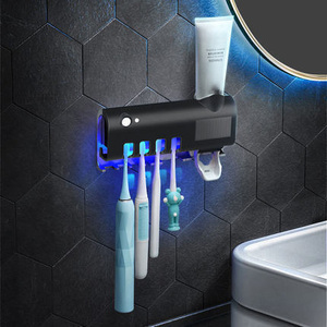 Solar Rechargeable Automatic Smart Magnetic with Wall Hanger Toothbrush Sanitizer <strong>Dispenser</strong> <strong>Toothpaste</strong> <strong>Dispenser</strong> - Product Image 1